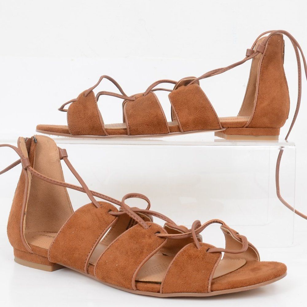 Comfortview Women's Size 9.5 Caged Gladiator Lace Up Open Toe Sandal Flats
